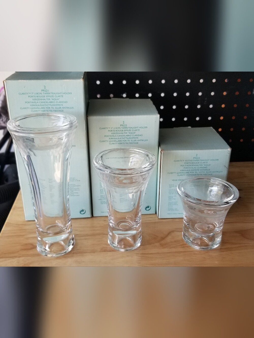 PartyLite Clear Glass Tealight & Votive Trio